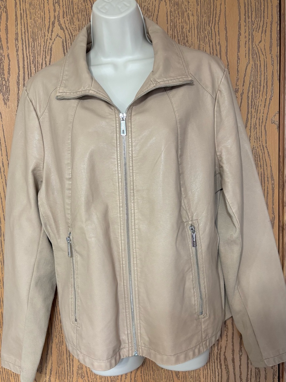 Kenneth Cole Reaction Sand-Tone Leather Jacket